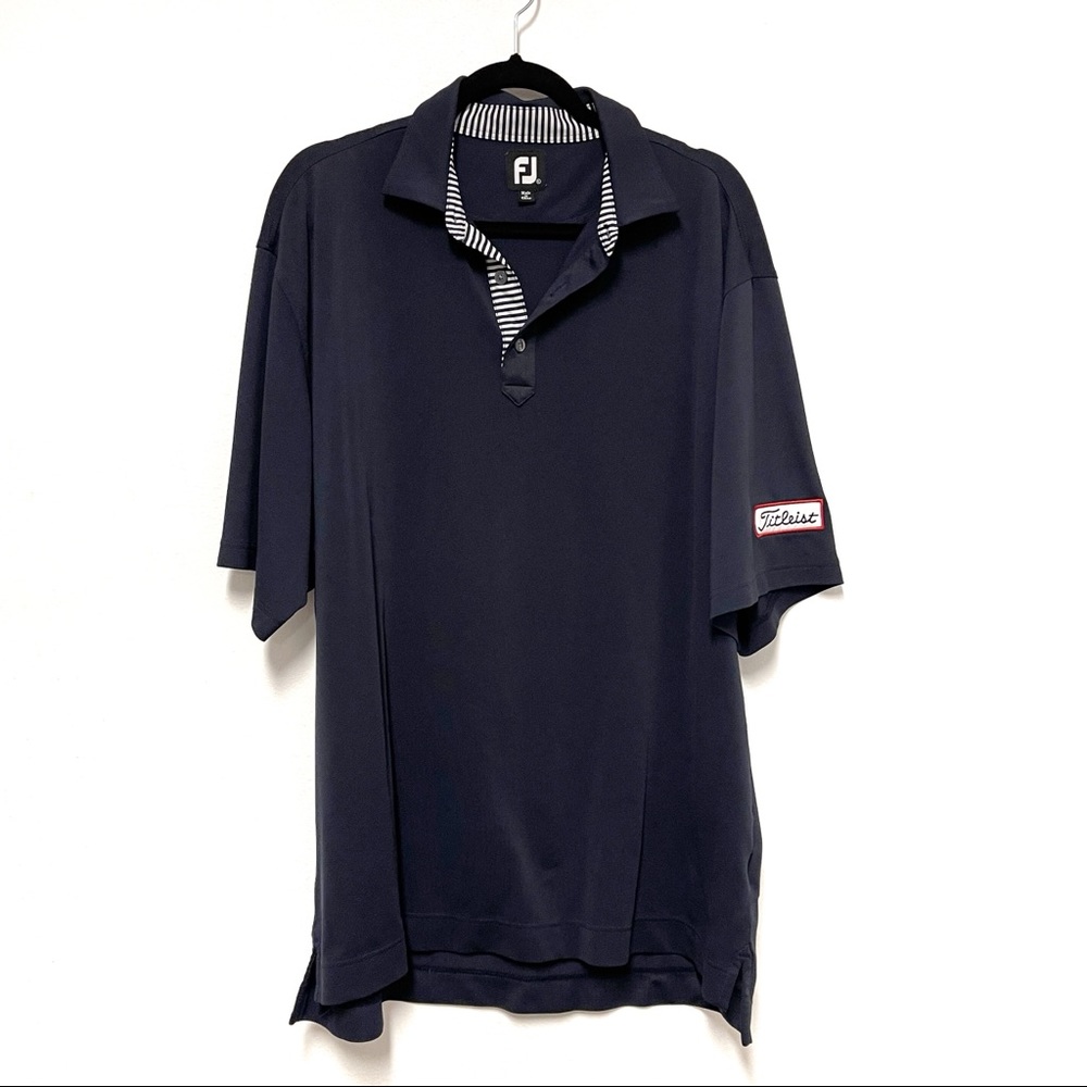 FootJoy Titleist Navy Golf Polo Shirt - Poly Spandex Sport Preppy Polo